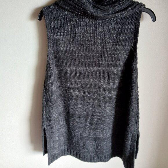 Elle Womens Cowl Neck Sleeveless Vest Cable Knit Sweater Gray  Medium Women's - Picture 3 of 5